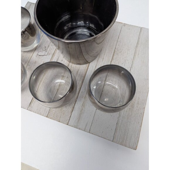 Dorothy Thorpe Set of 4 Roly Poly Glasses w/ Ice Bucket Silver Fade Ombre - Picture 4 of 9